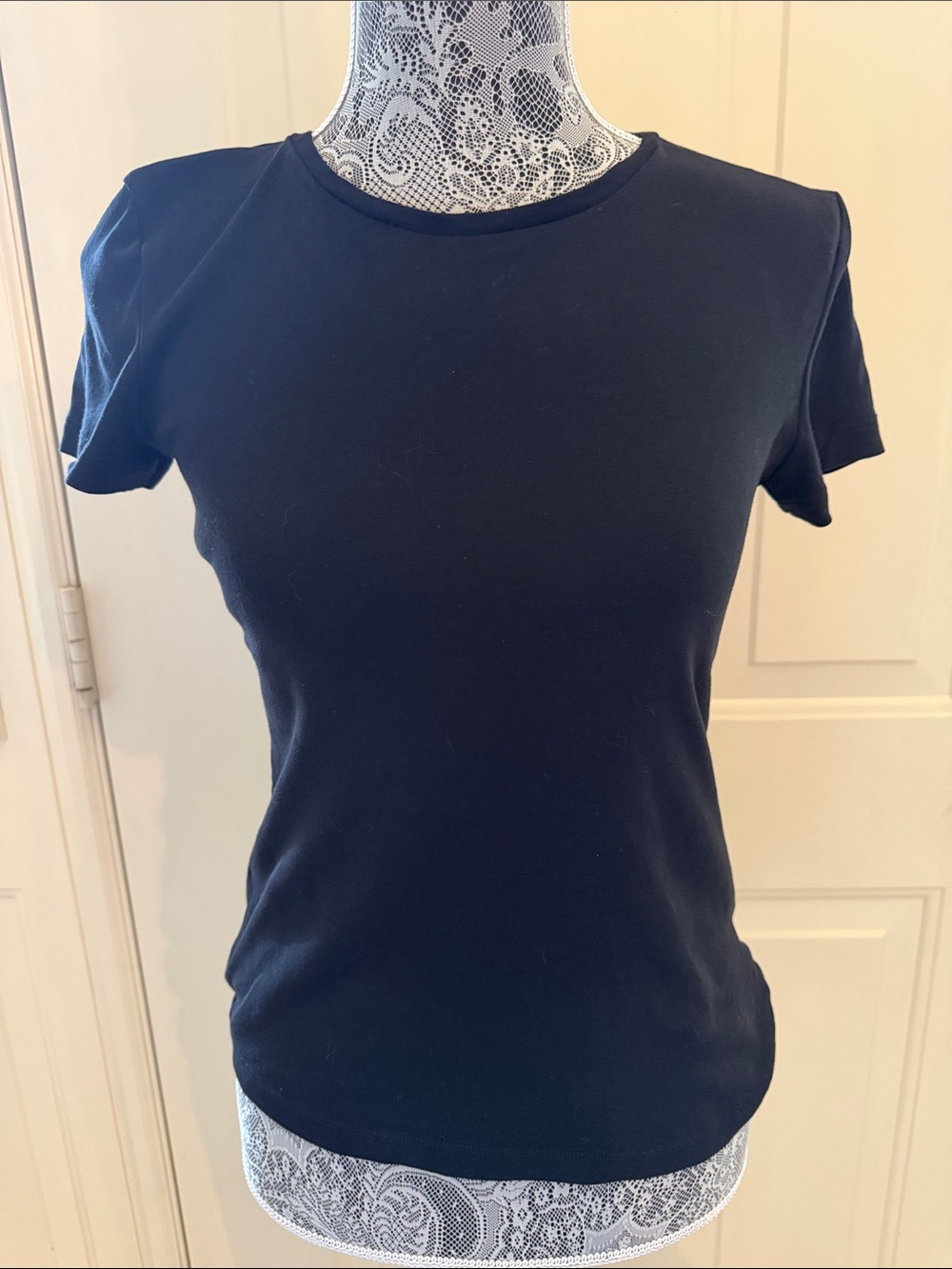 Talbots Black Short-Sleeve Crewneck Tee